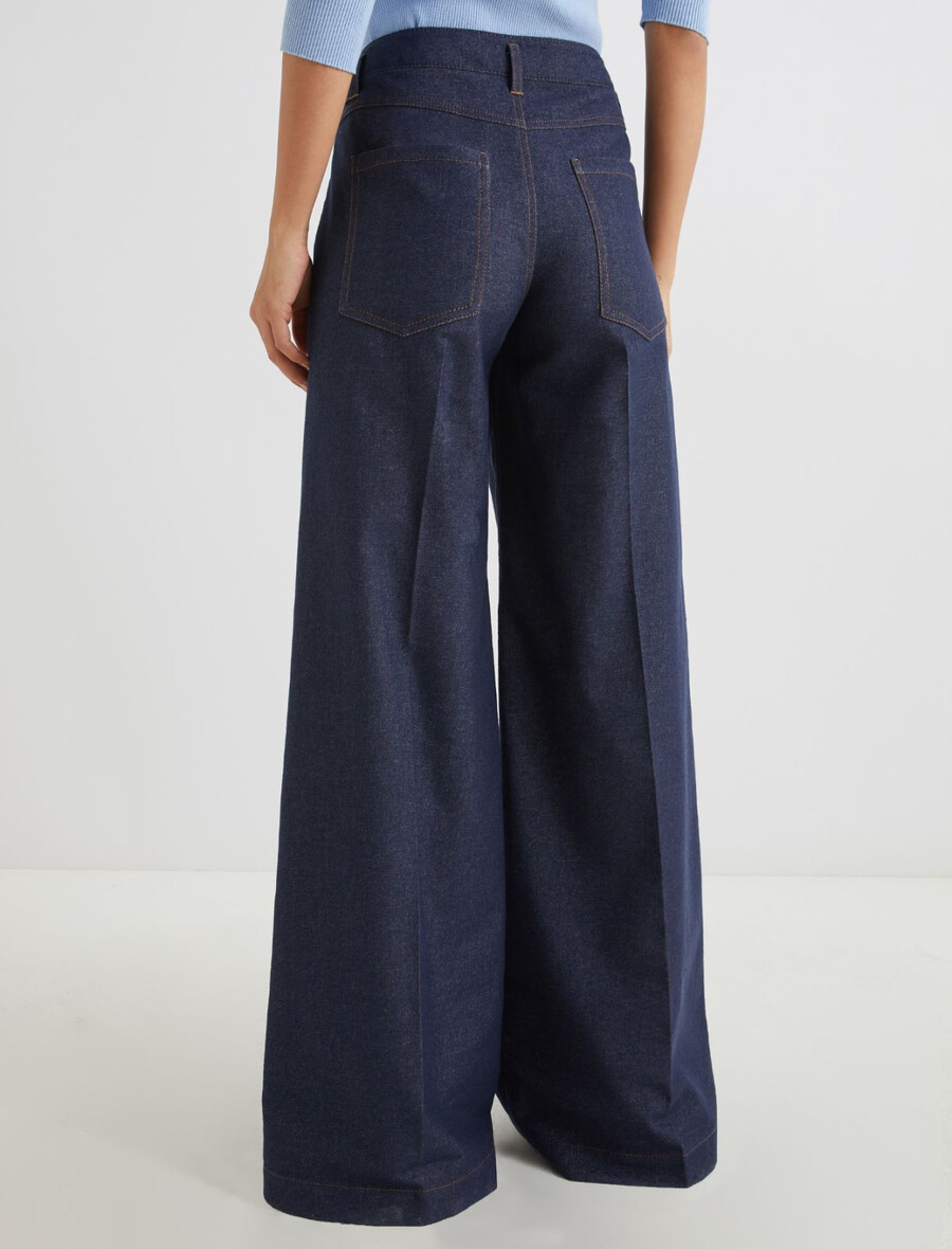weit geschnittene stretch-baumwollhose - marineblau