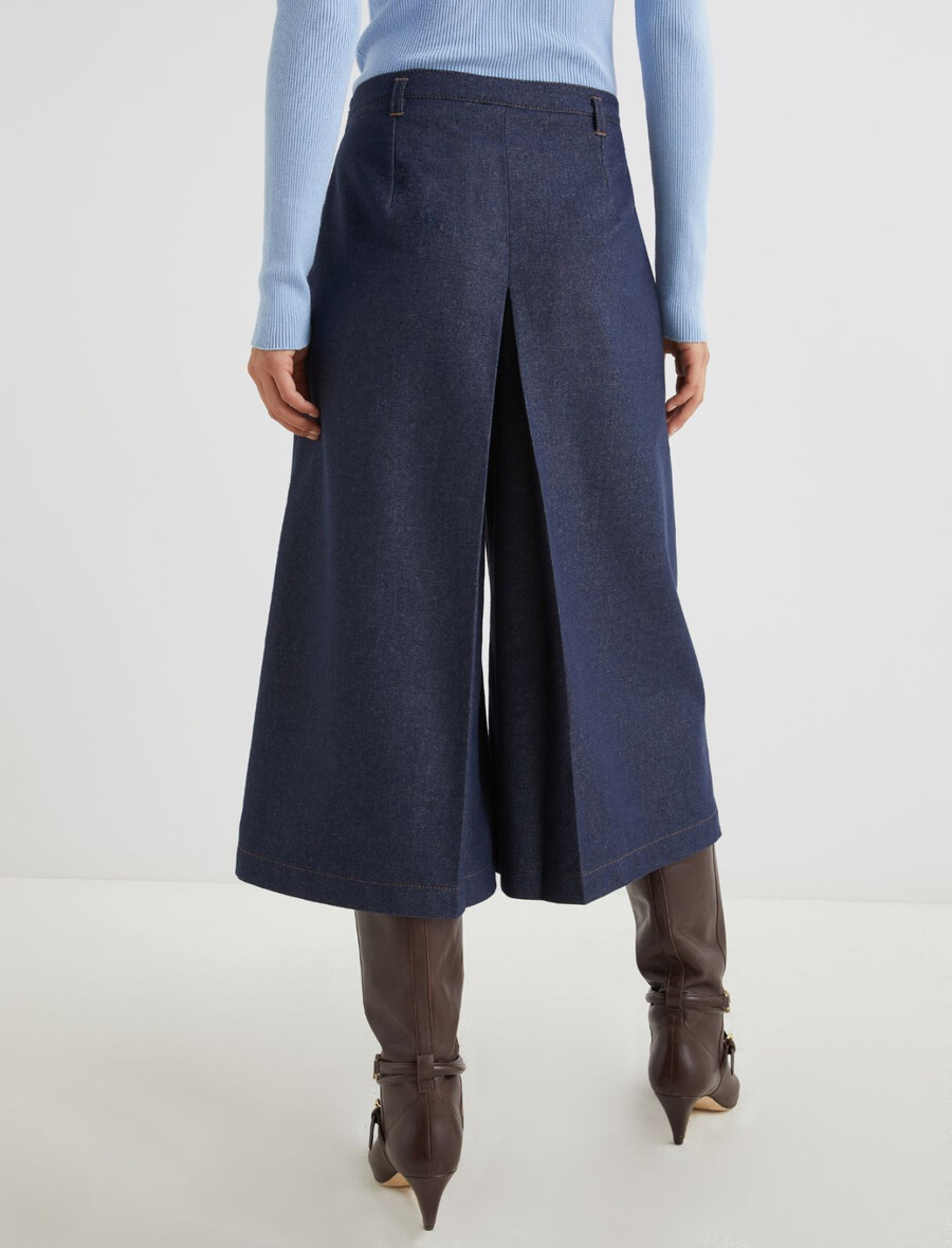 hochgeschnittene culottes aus stretch-baumwolle – marineblau
