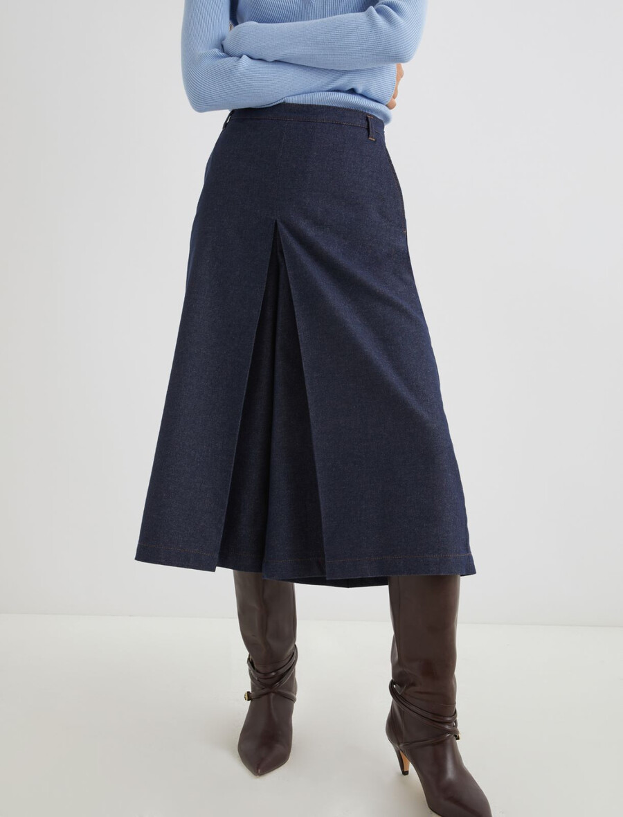 hochgeschnittene culottes aus stretch-baumwolle – marineblau
