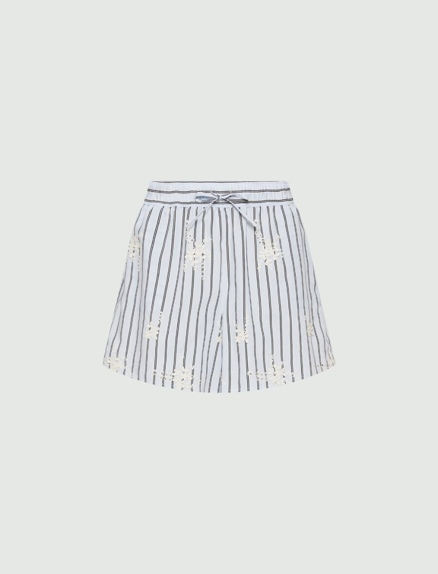 shorts aus popeline mit elastischem bund – hellblau