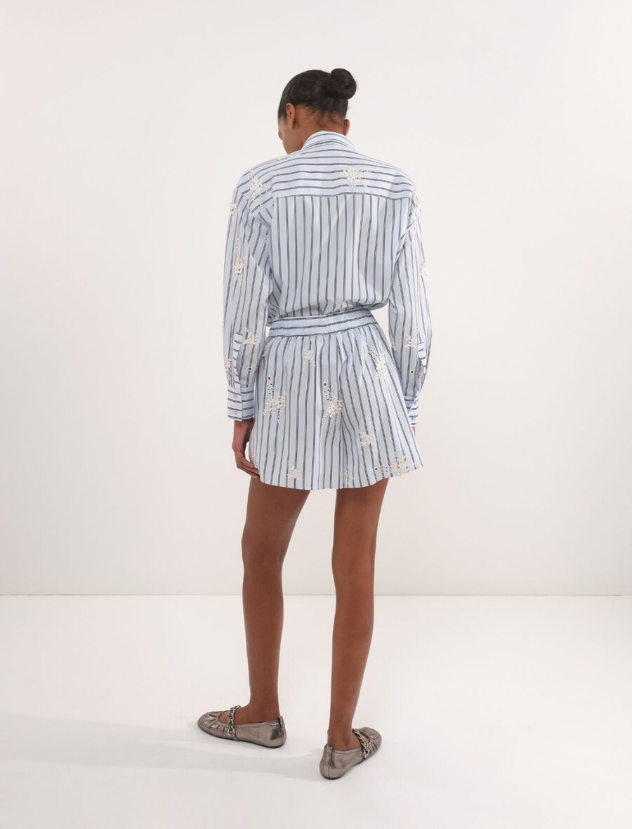 shorts aus popeline mit elastischem bund – hellblau