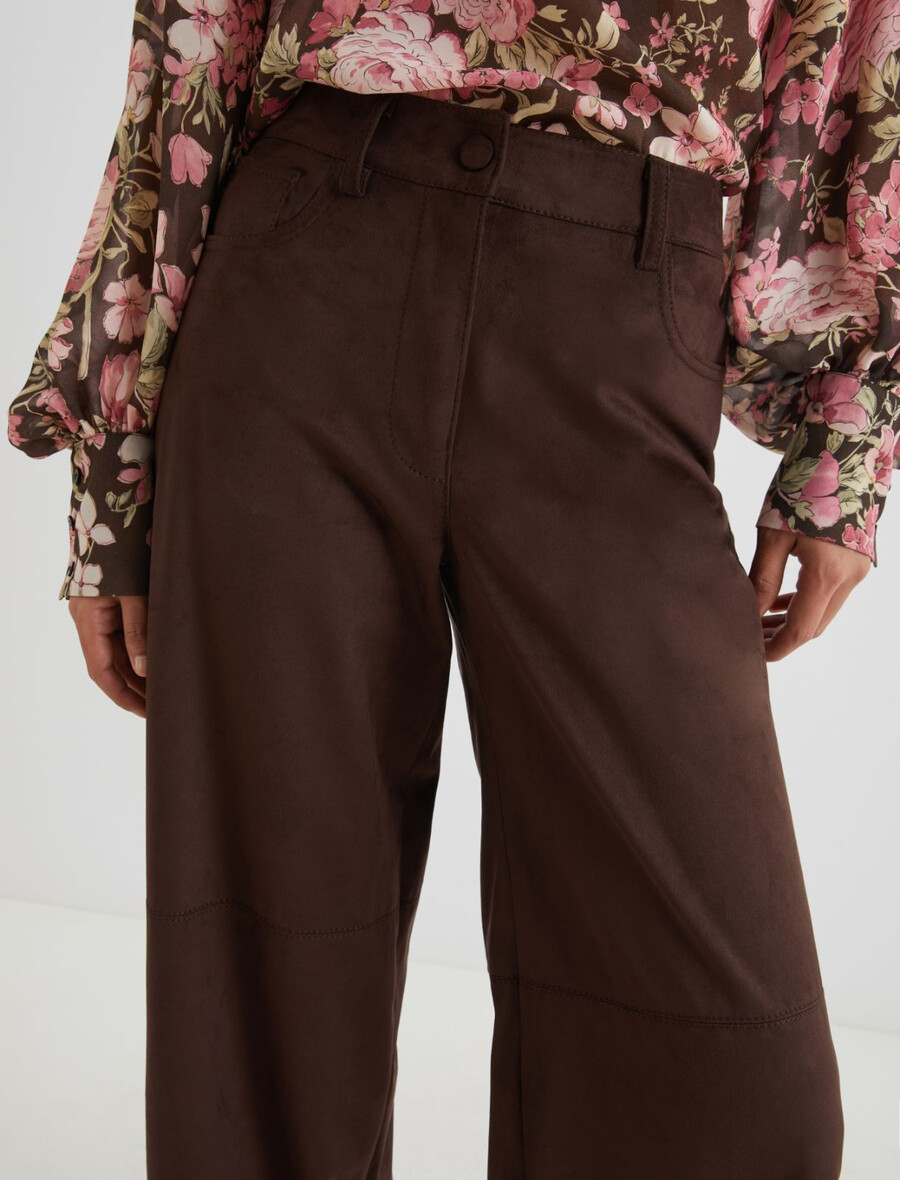 weite stretch-jersey-hose – schokolade