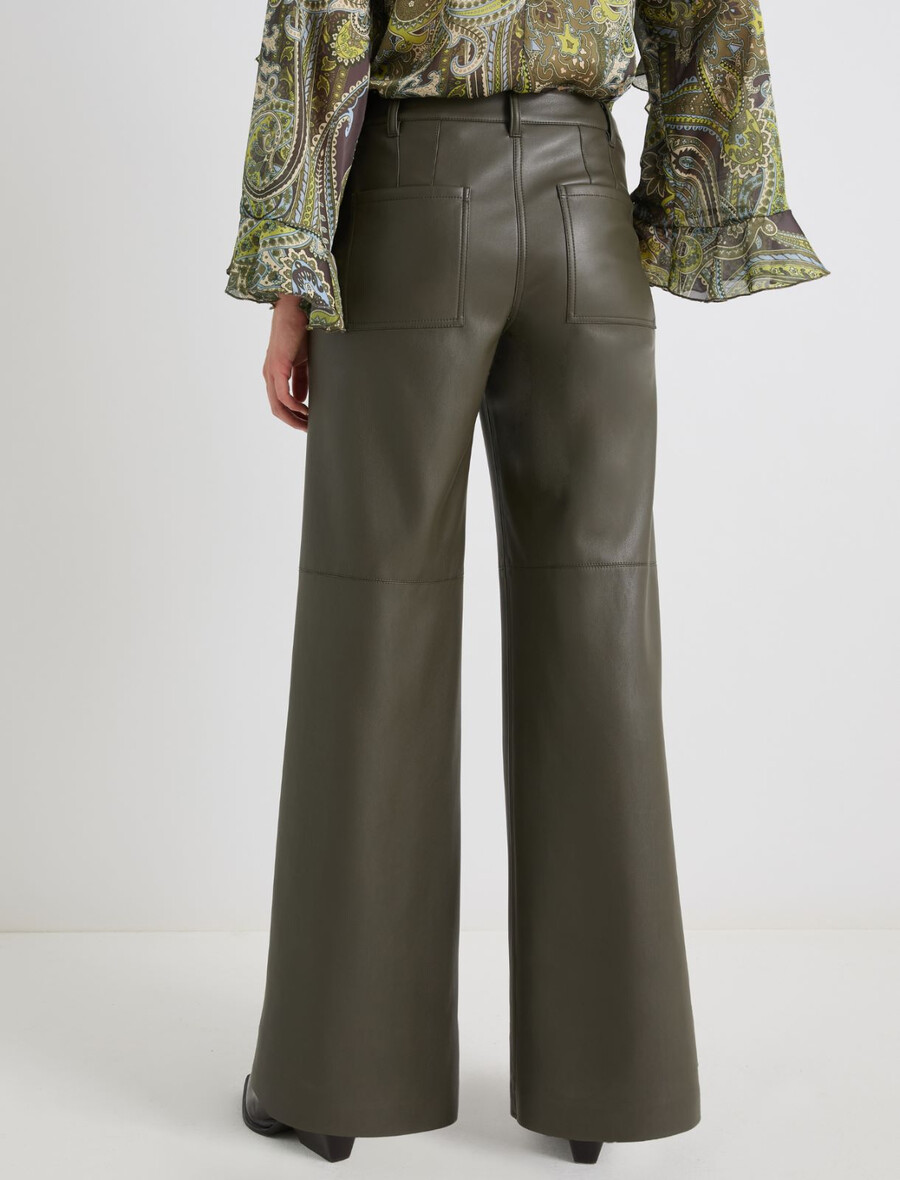 beschichtete jerseyhose mit weitem bein – militÄrgrÜn