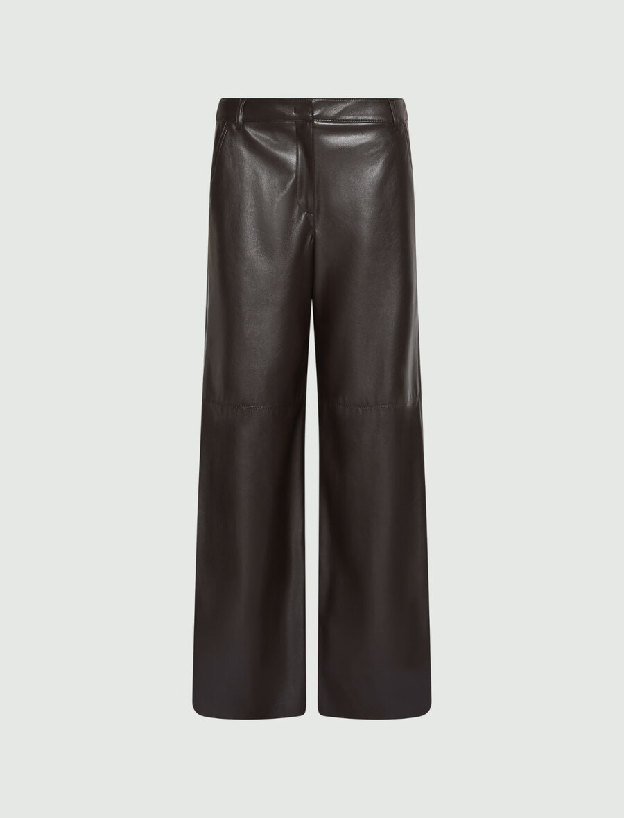 beschichtete jerseyhose mit weitem bein - kaffee