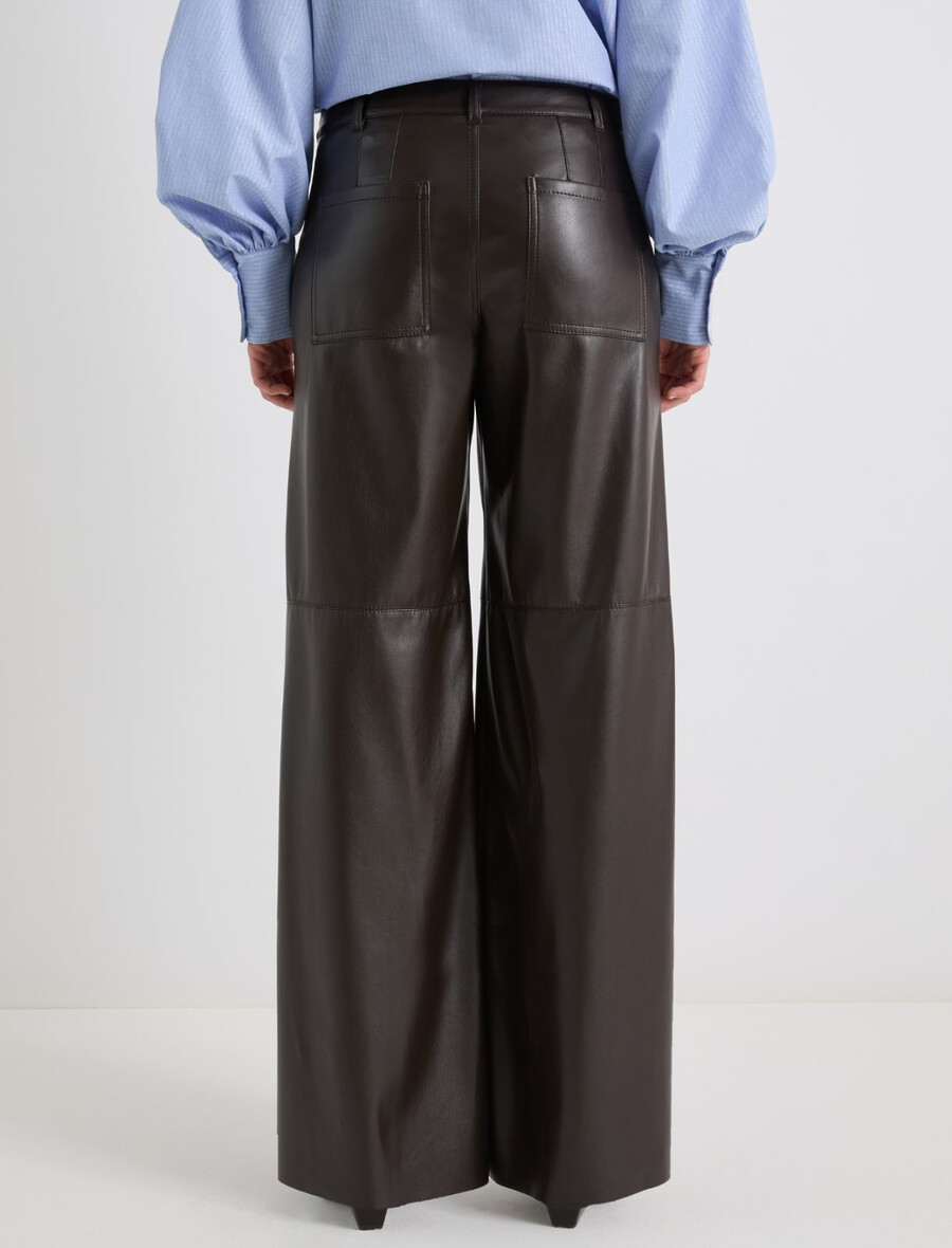 beschichtete jerseyhose mit weitem bein - kaffee