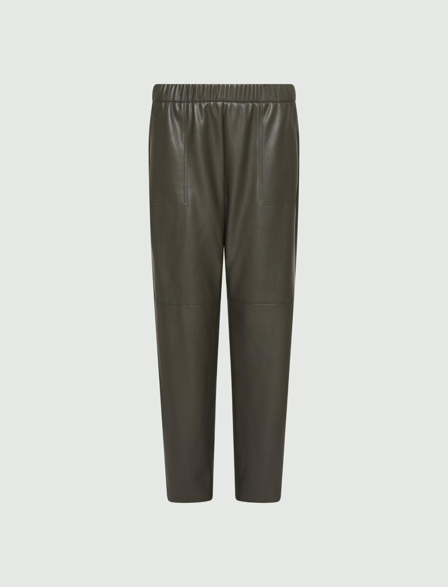 beschichtete jerseyhose in karottenform – militÄrgrÜn