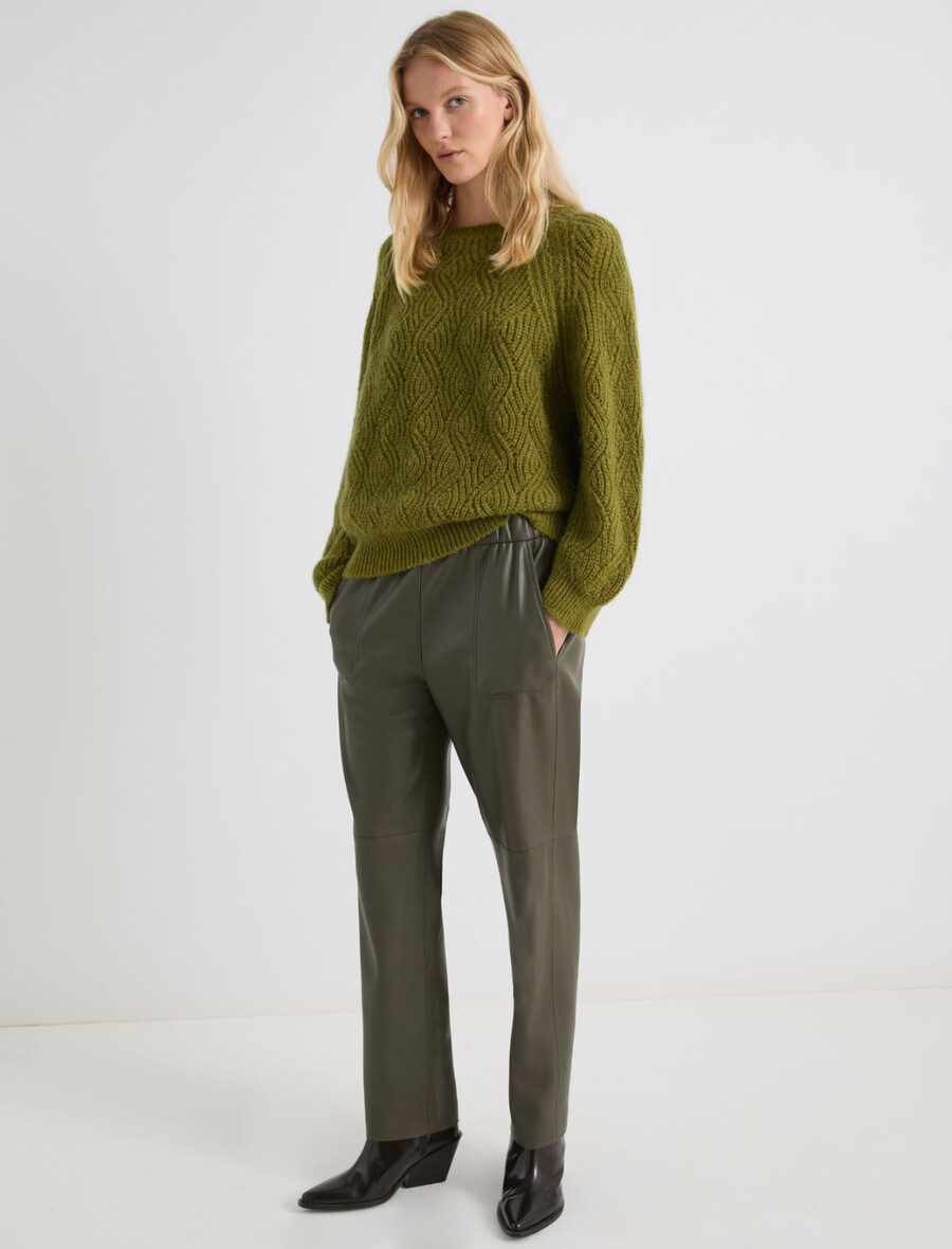 beschichtete jerseyhose in karottenform – militÄrgrÜn